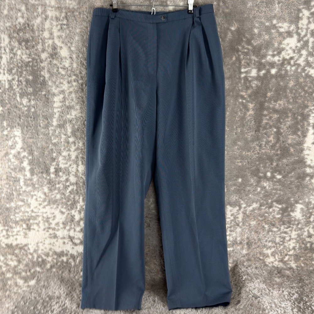 Morton‎ Bernard Plus Size 18W Pleated Straight Leg Pants Blue Button Zip Casual